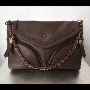 orYany Pebbled Leather Shoulder bag/Clutch -Choco